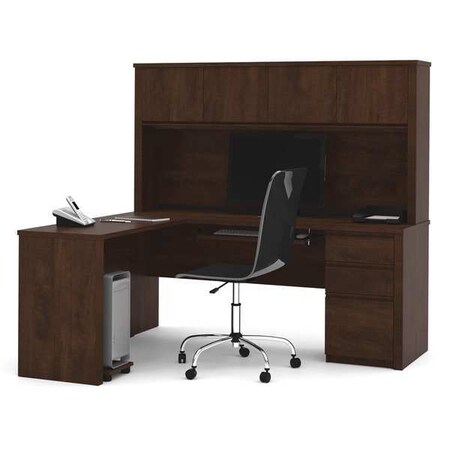Bestar L Shaped Workstation Including One Pedestal L-Shape Workstation, 62.8" D X 66-13/16" H, Chocolate 99872-69
