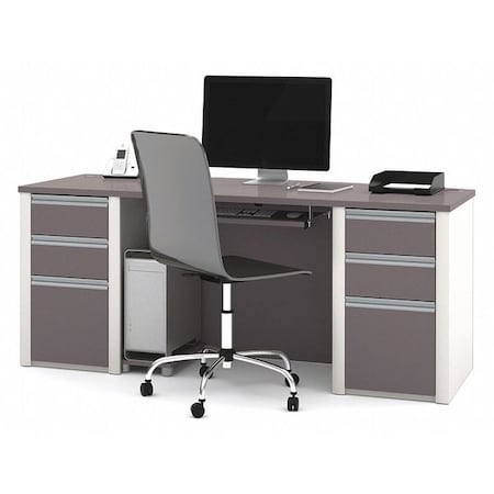 Bestar Executive Desk Executive Desk, 29.8" D X 30.4" H, 71.1" W X Melamine, Slate/Sandstone 93850-59