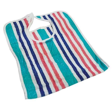R & R Textile Terry Bib, Cotton, Blue, Orange, White, 18 in, 18 in x 34 in X14480