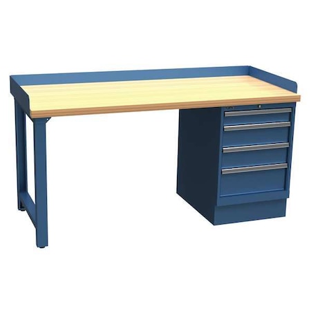 Lista Workbenches, Butcher Block, 72" W, 35-1/4" Height, 1000 lb., Pedestal/Straight XSWB82-72BTBB