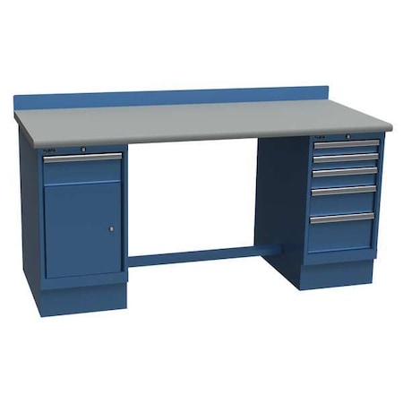 Lista Workbenches, Laminate, 72" W, 35-1/4" Height, 1000 lb., Pedestal XSTB93-72PTBB