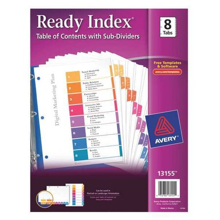 Avery Avery® Ready Index® Table of Contents Dividers with Sub-Dividers 13155, 8-Tab Set 7278213155