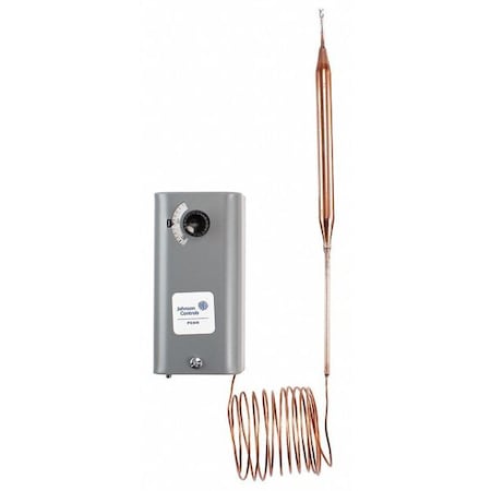 Johnson Controls Line Volt Mechanical Tstat, Open/Close on Rise, -30 Degrees to 100 Degrees F, SPDT, 24 to 277V AC A28AA-29C