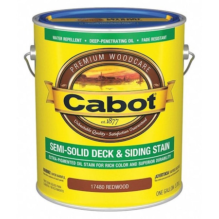 Cabot Stain, Redwood, Semi-Solid Flat, 1 gal 140.0017480.007