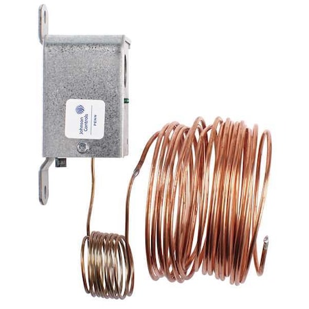 Johnson Controls Line Volt Mechanical Tstat, Close on Rise, 35 Degrees to 45 Degrees F, SPST, 24 to 277V AC A11B-1C