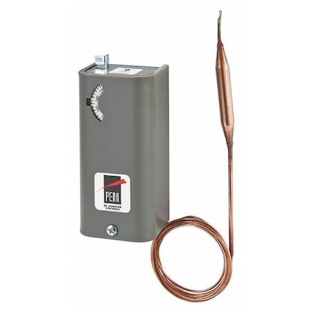 Johnson Controls Line Volt Mechanical Tstat, Open/Close on Rise, 25 Degrees to 225 Degrees F, SPDT, 24 to 277V AC A19AAF-12C