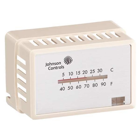 JOHNSON CONTROLS Pneumatic Thermostat Cover, Beige, Mounting Style: Horizontal, Thermometer, Single Window T-4000-2142