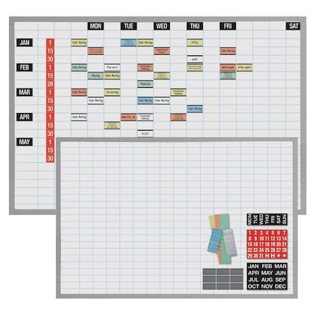 MAGNA VISUAL 24"x36" Magnetic Planning Schedule Dry Erase Board Kit, Aluminum Frame, Board Color: White OB-3648B