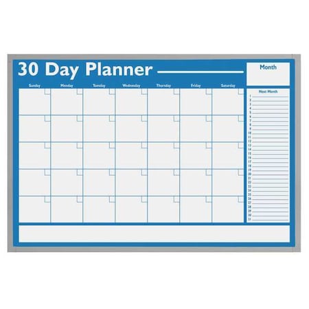 Magna Visual Calendar Planning Board, Plastic, 24 in, 36 in, Aluminum Frame, White/Blue, Gloss WO-01