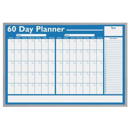 Magna Visual Calendar Planning Board, Plastic, 24 in, 36 in, Aluminum Frame, White/Blue, Gloss WO-03