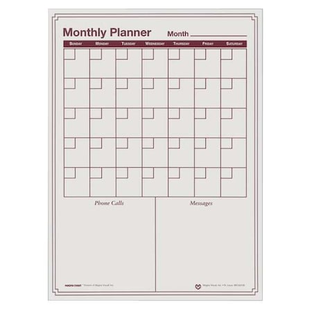 Magna Visual Planning Board, Plastic, 16 in, 12 in, No Frame Frame, White/Red, Gloss MP-1216