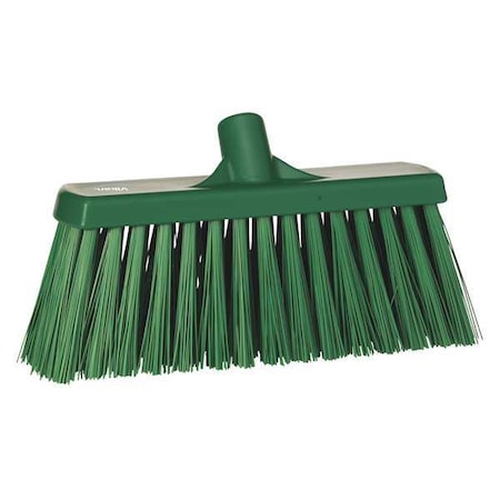 Vikan 12 in Sweep Face Broom Head, Stiff, Synthetic, Green 29152