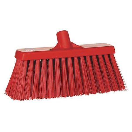 Vikan 12 in Sweep Face Broom Head, Stiff, Synthetic, Red 29154