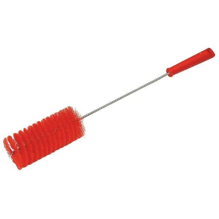 Vikan 2 5/8 in W Tube and Valve Brush, Medium, 13 1/2 in L Handle, 5 51/64 in L Brush, Red 53704