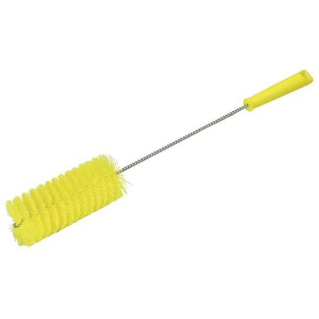 Vikan 2 5/8 in W Tube and Valve Brush, Medium, 13 1/2 in L Handle, 5 51/64 in L Brush, Yellow 53706