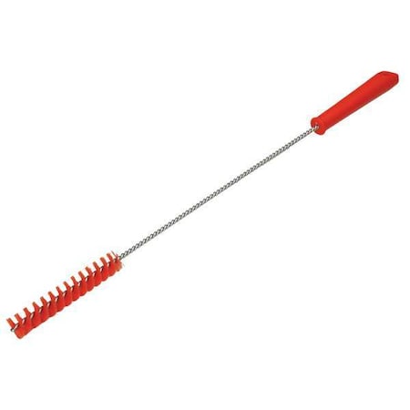 Vikan 1 in W Tube and Valve Brush, Medium, 14 in L Handle, 5 57/64 in L Brush, Red, 19 9/10 in L Overall 53764