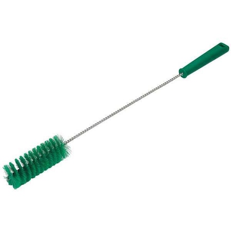 Vikan 1-5/8" W Tube and Valve Brush, Stiff, 13 3/4 in L Handle, 5 in L Brush, Green 53782