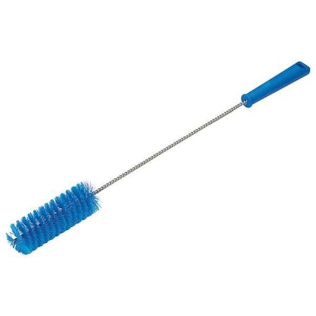 Vikan 1-5/8" W Tube and Valve Brush, Stiff, 13 3/4 in L Handle, 5 in L Brush, Blue, 19 57/64 in L Overall 53783