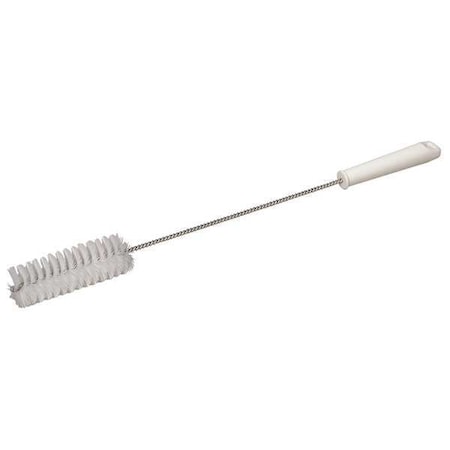 Vikan 1-5/8" W Tube and Valve Brush, Stiff, 13 3/4 in L Handle, 5 in L Brush, White 53785