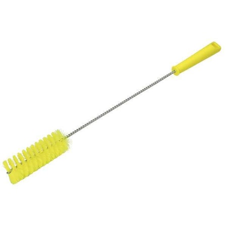 Vikan 1-5/8" W Tube and Valve Brush, Stiff, 13 3/4 in L Handle, 5 in L Brush, Yellow 53786