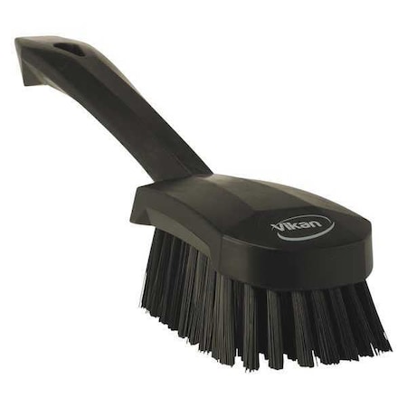 Vikan 3 in W Scrub Brush, Stiff, 5 57/64 in L Handle, 4 1/2 in L Brush, Black, Plastic, 10 in L Overall 41929