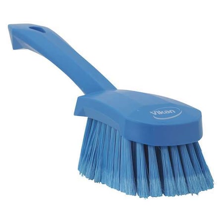 Vikan 3 in W Scrub Brush, Soft, 5 57/64 in L Handle, 4 1/2 in L Brush, Blue, Plastic, 10 in L Overall 41943