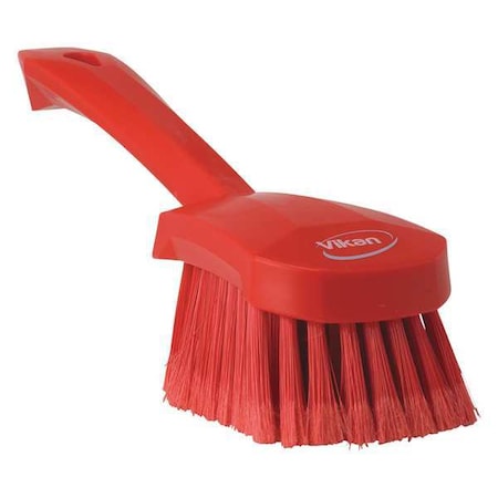 Vikan 3 in W Scrub Brush, Soft, 5 57/64 in L Handle, 4 1/2 in L Brush, Red, Plastic, 10 in L Overall 41944