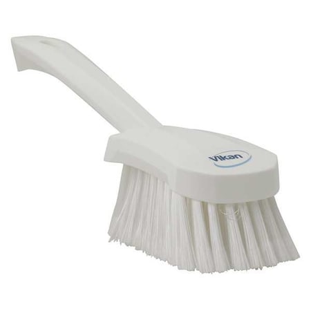 Vikan 3 in W Scrub Brush, Soft, 5 57/64 in L Handle, 4 1/2 in L Brush, White, Plastic, 10 in L Overall 41945