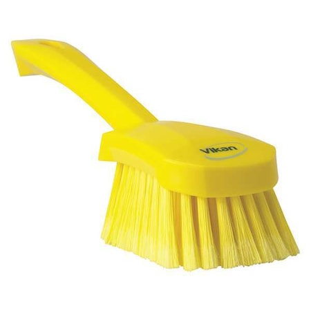 Vikan 3 in W Scrub Brush, Soft, 5 57/64 in L Handle, 4 1/2 in L Brush, Yellow, Plastic, 10 in L Overall 41946