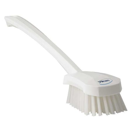 Vikan 2 3/4 in W Scrub Brush, Stiff, 11 51/64 in L Handle, 4 1/2 in L Brush, White, Plastic 41865