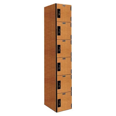 Hallowell Box Locker, 12 in W, 18 in D, 72 in H, (1) Wide, (6) Tier, Light Wood PHL1282-6A-FA