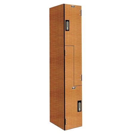 Hallowell Wardrobe Z Locker, 12 in W, 18 in D, 72 in H, (1) Wide, (2) Tier, Light Wood PHL1282-ZA-E-FA
