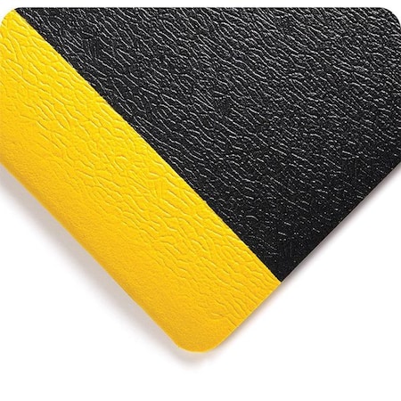 Wearwell Antifatigue Mat, 60 ft. L x 4 ft. W, 3/8" Thickness, Pebble, Black/Yellow 427.38X4X60BYL