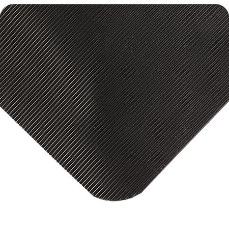 Wearwell Antifatigue Mat, 75 ft. L x 3 ft. W, 1/2" Thickness, Corrugated, Black 431.12X3X75BK