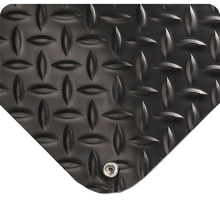 Wearwell Antifatigue Mat, 5 ft. L x 3 ft. W, 9/16" Thickness, Diamond Plate, Black 786.916X3X5DPBK