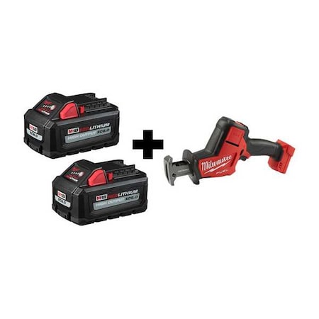 Milwaukee Tool M18 FUEL HACKZALL + M18 HIGH OUTPUT XC6.0 Batteries (2 Pk) 48-11-1862, 2719-20