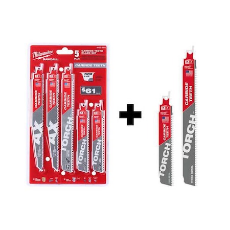 Milwaukee Tool Reciprocating Saw Blade Set: (1) 9 in 7 TPI + (2) 6 in 7 TPI + (2) 9 in 5 TPI 49-22-5505, 48-00-5201, 48-00-5202