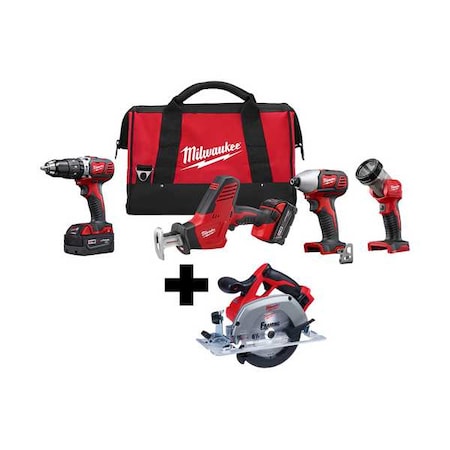 Milwaukee Tool M18 Cordless LITHIUM-ION 4-Tool Combo Kit + M18 6-1/2" Circular Saw 2695-24, 2630-20