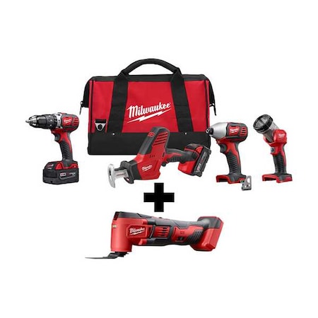 Milwaukee Tool M18 Cordless LITHIUM-ION 4-Tool Combo Kit + M18 Cordless Multi-Tool 2695-24, 2626-20