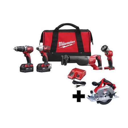 Milwaukee Tool M18 6-1/2" Circular Saw + M18 Cordless LI-ION 4-Tool Combo Kit 2696-24, 2630-20
