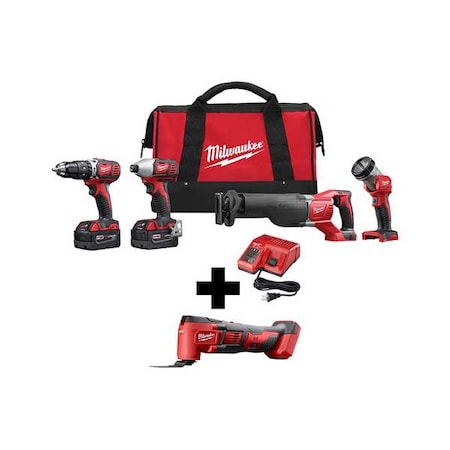 Milwaukee Tool M18 Cordless Multi-Tool + M18 Cordless LI-ION 4-Tool Combo Kit 2696-24, 2626-20