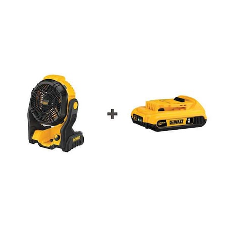 Dewalt Cordless Jobsite Fan w/ Battery, 20V MAX*, 650 CFM DCE512B/DCB203