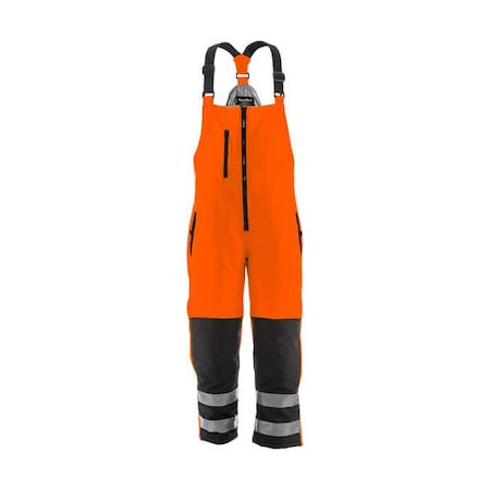 Refrigiwear Hi-Vis Insulated Overalls, 100% Polyester, Black/Orange, S 7497RBORSMLL2