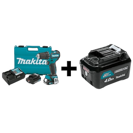 Makita 12V max CXT Cordless Drill/Driver, 3/8 in, 12 V DC FD07R1 + BL1041B