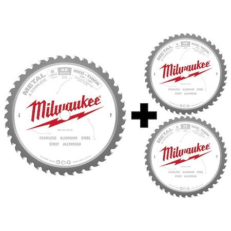 Milwaukee Tool 8" Metal & Stainless Cutting Circular Saw Blade (3-Pack) 48-40-4515,48-40-4515,48-40-4515