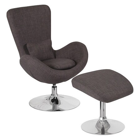Flash Furniture Egg Side Reception Chair with Ottoman, 30" L 38" H, Integrated Curved, Fabric Seat CH-162430-CO-DKGY-FAB-GG