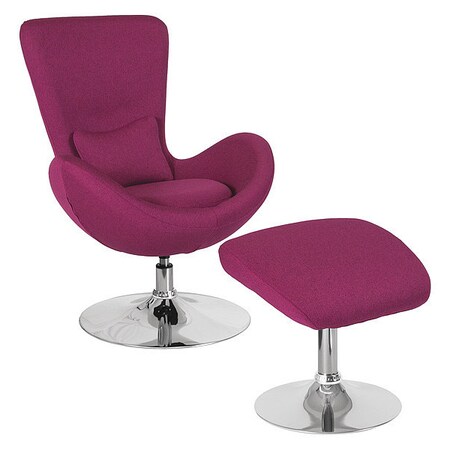 Flash Furniture Egg Side Reception Chair with Ottoman, Magenta Fabric Seat, 30 W 30" L 38 H, Integrated Curved CH-162430-CO-MAG-FAB-GG