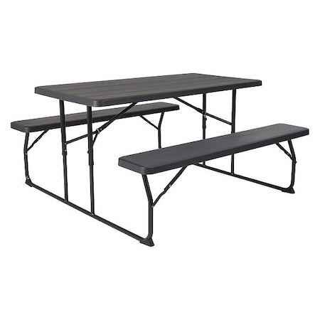 Flash Furniture Rectangle Folding Picnic Table, Black, Metal RB-EBB-1470FD-GG