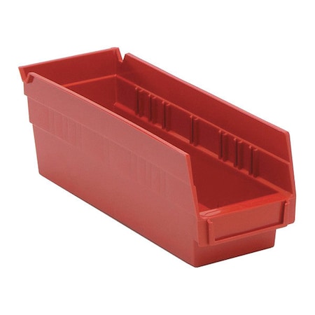 Quantum Storage Systems Shelf Storage Bin, Polypropylene, Red, 4 in H, 4-1/8 in W, 11-5/8 in L, 10 PK K-QSB101RD-10