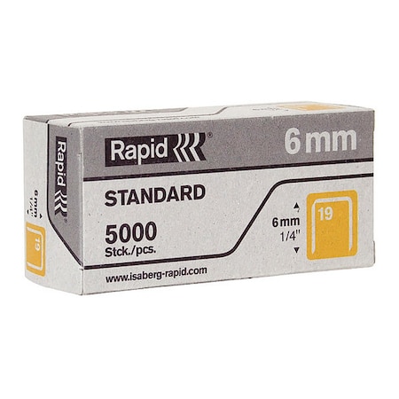 Rapid Staples 19, FneWire, Stndrd, 1/4", PK5000 23391100